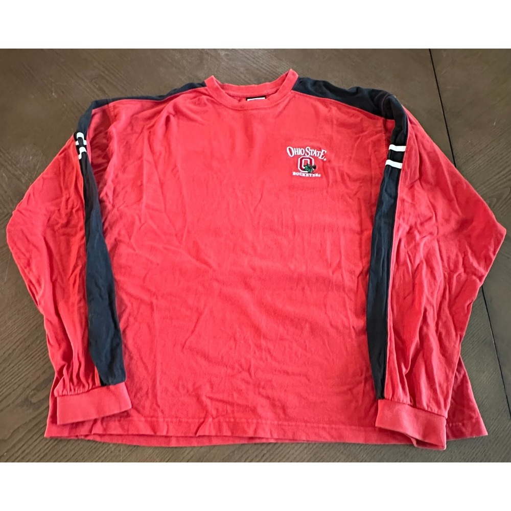 Vtg Ohio State Buckeyes Long Sleeve Shirt Pro‎ Player Embroidered Mens XL